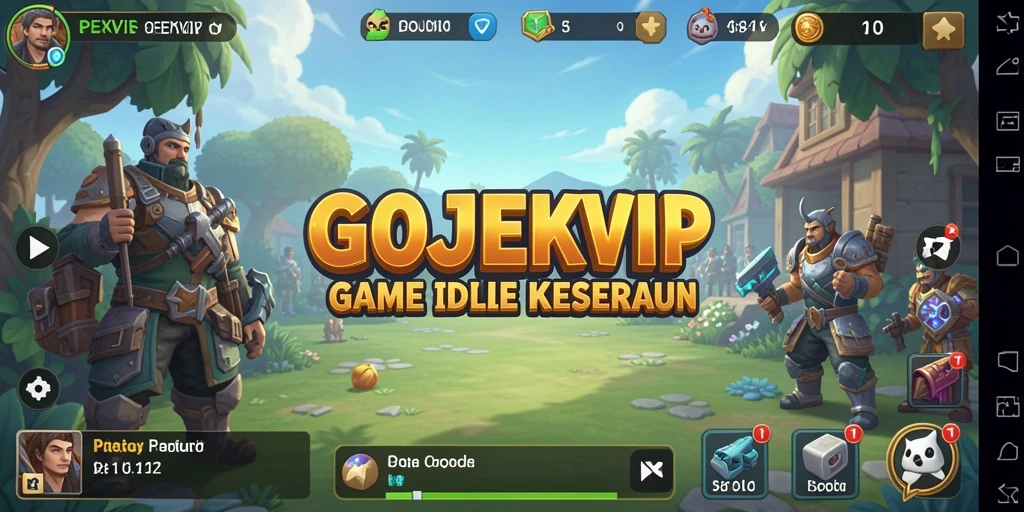 Screenshot gameplay GOJEKVIP menunjukkan suasana seru pengelolaan bisnis Idle.