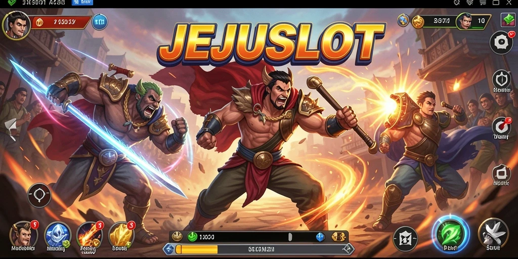 Tampilan gameplay JEJUSLOT dengan aksi pertarungan yang seru.