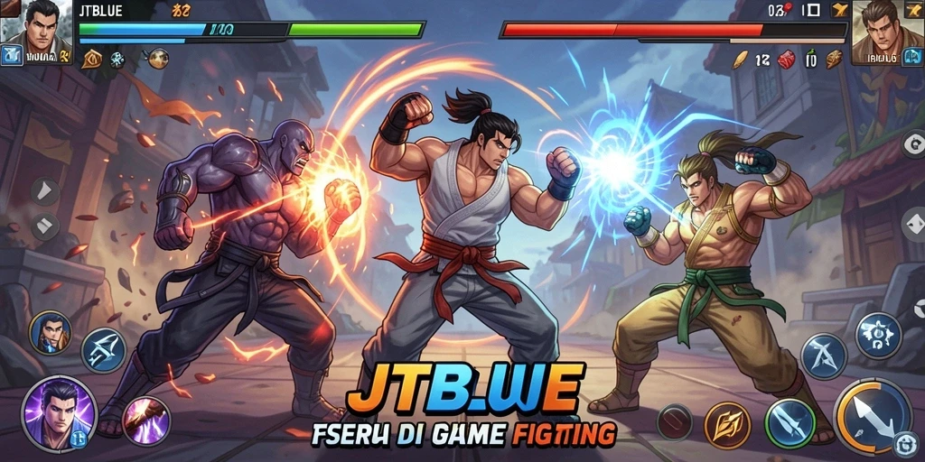 Screenshot JTBLUE menampilkan aksi pertarungan yang dinamis dan mendebarkan.