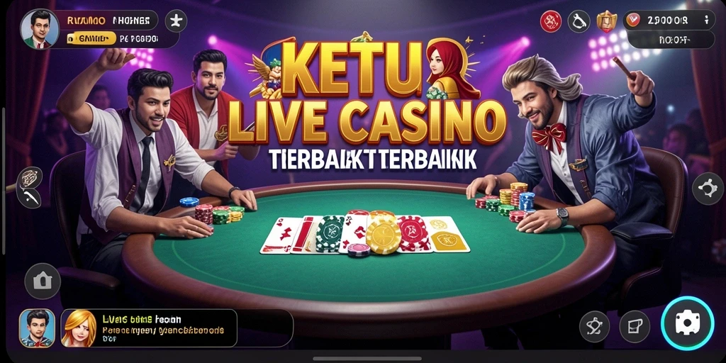 Screenshot gameplay KETUA dengan dealer live yang menarik.