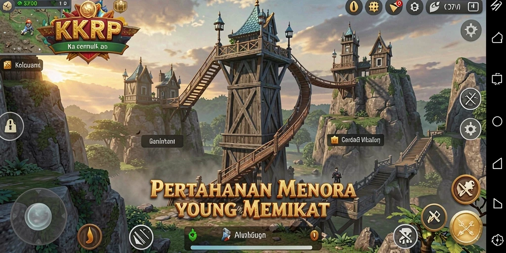 Gameplay KKRP yang intens dalam pertahanan menara.
