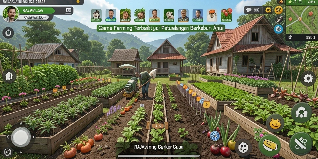 Tampilan gameplay menarik dari RAJAWALI55 yang menunjukkan aktivitas bertani.