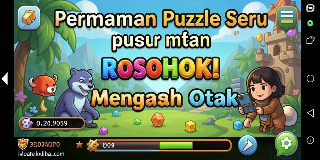 Screenshot utama gameplay ROSOHOKI menampilkan momen menegangkan saat memecahkan puzzle.