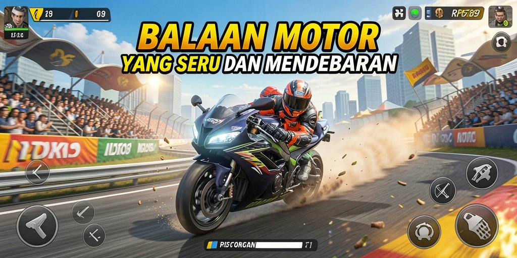 Tampilan menarik dari gameplay balapan motor dalam RP6789.